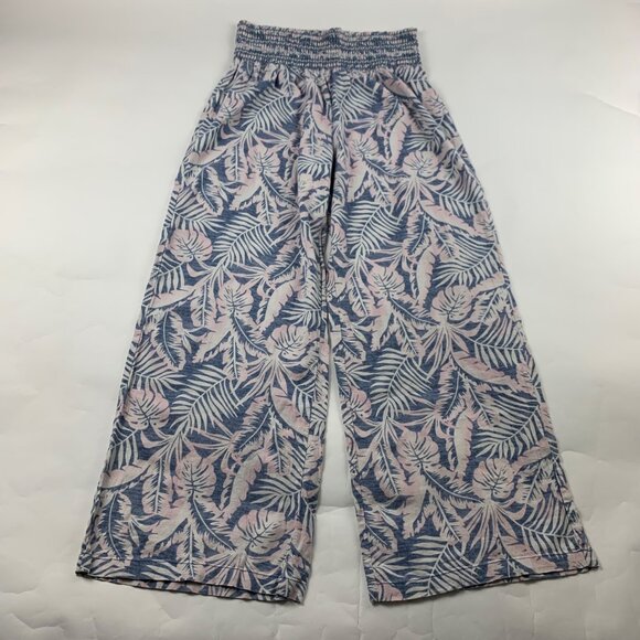 DAHUI Hawaii Pants - DAHUI Hawaii Linen Blend Pastel Palm Print Wide Leg Lounge Pant XL